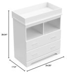 Storkcraft Brookside 2 Drawer Changing Table Dresser (White) – GREENGUARD Gold Certified, Easy-to-Match Chest of Drawers and Cubbies for Nursery and Kids Bedroom, Includes Changing Table Topper - Image 4
