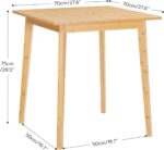 HOOBRO Bamboo Dining Table, Square Dining Table for 2, 27.6" Kitchen Table for Small Space, Writing Table, Easy to Assemble, for Dining Room, Living Room, Office, Kitchen, Natural YL70CZ01G1 - Image 3