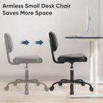 DUMOS Armless Office Desk Chair, Small Height Adjustable Computer Task Chair with Low Back Lumbar Support and 360° Swivel Rolling Wheels for Small Space, Kids and Adults, Dark Black - Image 7