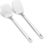 Kyraton Stainless Steel Spatulas Set, Silver Slotted Turner, Solid Turner, Kitchen Spatulas for Nonstick Cookware, Dishwasher Safe, Easy to Clean - Image 2