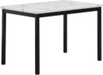 Roundhill Furniture Noyes Metal Dining Table with Laminated Faux Marble Top, Off-White - Image 2
