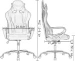 BestOffice High-Back Gaming Chair PC Office Chair Computer Racing Chair PU Desk Task Chair Ergonomic Executive Swivel Rolling Chair with Lumbar Support for Back Pain Women, Men,White - Image 3
