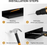 4 Pack Floating Shelves for Wall Storage, Metal Black Hanging Shelves for Living Room/Kitchen/Bedroom/Bathroom Decor, Set of 4 Organizer for Display, Book & Perfume Shelf Wall Mounted - Image 8