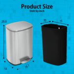 PayLessHere 13 Gallon (50L) in Home Recycling Bin Kitchen Stainless Steel Recycling Bin with Lid Removable Inner Bucket Foot Pedal Soft Close for Office Home Kitchen Garbage Can Trash Bin - Image 8