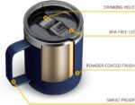 ALOUFEA 12oz Stainless Steel Insulated Coffee Mug with Handle, Double Wall Vacuum Travel Mug, Tumbler Cup with Sliding Lid, Navy - Image 6