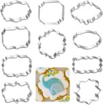 Frame Cookie Cutters 10pcs Stainless Steel Plaque Cookie Cutter Difference Shapes, DIY Fondant Cutters Tiles Metal Pancake Molds for Biscuit Wedding Baking Decorations Holiday Birthday Party - Image 2