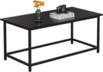 SAYGOER Black Coffee Table Simple Modern Rectangular Center Table Open Space Minimalist for Living Room Home Office Industrial Cocktail Tables, Easy Assembly, 39.37 x 19.69 x 17.72 - Image 2