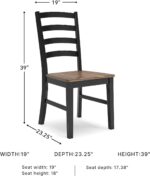 Signature Design by Ashley Wildenauer Rustic Armless Dining Chair, Set of 2, Black & Light Brown - Image 4