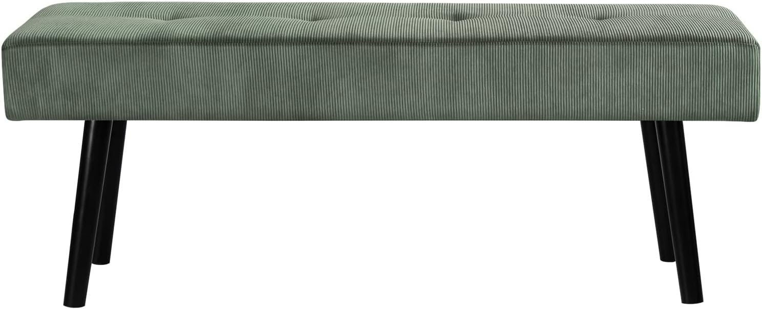 617PBM4XlL._AC_SL1500_.jpg Entryway Bench - Green Bench for Bedroom, Modern Ottoman End of Bed, Corduroy Padded Benches for Living Room, Foyer, Mudroom, Hallway - 39" L x 14" W x 17" H - Image 4