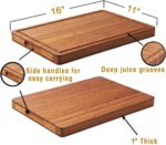 Bamboo Wood Cutting Board for Kitchen, 1" Thick Butcher Block, Cheese Charcuterie Board, with Side Handles and Juice Grooves, 16x11" - Image 3