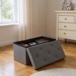 Sweetcrispy 30 Inches Folding Storage Ottoman Bench, End of Bed Foot Rest Stools Ottoman Storage Chest with Padded Seat for Bedroom, Living Room, Entryway, Holds up to 660 lb, Deep Grey - Image 6