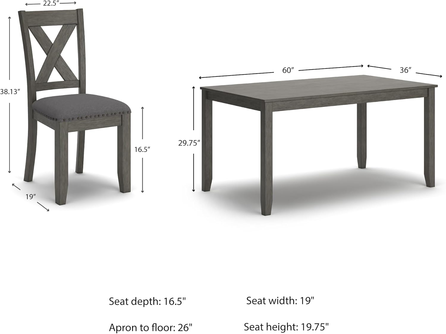 61CzJbQ73EL._AC_SL1500_.jpg Signature Design by Ashley Caitbrook Rustic 7 Piece Dining Set, Include Table and 6 Chairs, Gray - Image 9