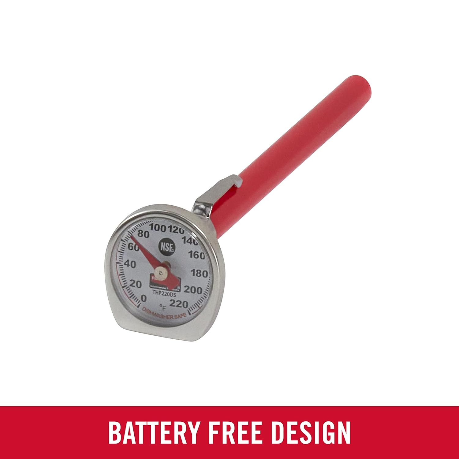 61DBmZr5pAL._SL1500_.jpg Rubbermaid Commercial Products Food/Meat Instant Read Thermometer, Pocket Size, Dishwasher Safe, Red, For Meat/Food Cooking and Grilling/Oven - Image 7