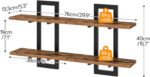 HOOBRO Floating Shelves, 15 Inch Wall Shelf Set of 2, Wall Mounted Storage Shelves 2-Tier, Hanging Bathroom Shelves, for Living Room, Bedroom, Bathroom, Kitchen, Rustic Brown and Black BF32BJ01 - Image 3