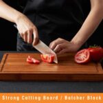 Bamboo Wood Cutting Board for Kitchen, 1" Thick Butcher Block, Cheese Charcuterie Board, with Side Handles and Juice Grooves, 16x11" - Image 4