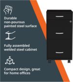 LYS SOHO Box/File/File 3-Drawer Mobile File Cabinet, Black - Image 5