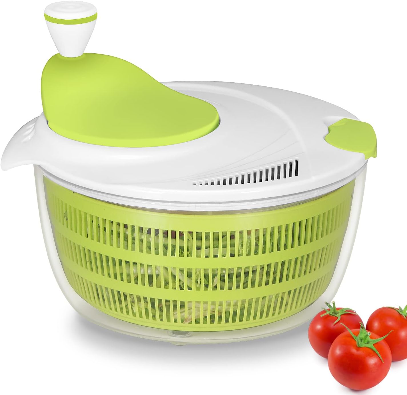 61G3KDuW7VL._AC_SL1500_.jpg Ourokhome Salad Spinner Lettuce Dryer, Rotary Veggie Washer with Compact Bowl and Colander, Easy to Clean, Wash, Dry Vegetables, Fruits, Lettuce, Greens, Lockable Lid, 4L, Green - Image 2