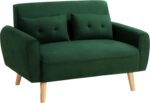 Shintenchi Small Modern Loveseat Couch Sofa, Mid Century Fabric Upholstered 2-Seat Sofa Couch Love Seats Furniture for Small Space,Living Room,Studio,Apartment with 2 Pillows,Green - Image 8