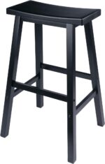Winsome Satori Saddle Seat Bar Stool, for Kitchen, 29", Black - Image 2
