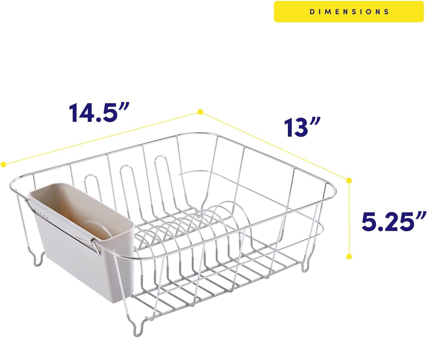 61KmNZmOPL._AC_SL1500_.jpg Dish Drying Rack & Cutlery Holder 2 Piece Set - Compact Sink-Fitting Dish Drainer with Rubberized Undercoating, Space-Saving Kitchen Organizer for Plates, Cups, Bowls & Utensils In Sink, Silver - Image 5