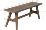 Wnutrees 47" Farmhouse Wood Bench, Dining Room Bench, Entryway Bench for Living Dining Room, Solid Wood, Easy to Assemble, Brown - Image 3
