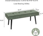 Entryway Bench - Green Bench for Bedroom, Modern Ottoman End of Bed, Corduroy Padded Benches for Living Room, Foyer, Mudroom, Hallway - 39" L x 14" W x 17" H - Image 3