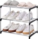 Stackable Small Shoe Rack, Entryway, Hallway and Closet Space Saving Storage and Organization (3-Tier, Black) - Image 2