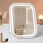 Travel Makeup Mirror with Lights, Portable Small Beauty LED Vanity Mirror with Lights, 1200mAh Battery, Dimmable Touch Screen, Tabletop Folding Compact Mirror,Women Gift - Image 7