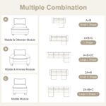 Karl home Sectional Sofa Modular Deep Seat Sofa Couch with Ottoman, Chenille Sofa Sleeper Comfy Upholstered Furniture for Living Room, Apartment, Studio, Office, (3-Seat & 1-Ottoman, Light Gray) - Image 6