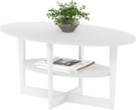 Furinno Jaya Oval Coffee Table, 35.43 (W) x 16.49 (H) x 19.69 (D) inches, White - Image 2