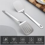 Kyraton Stainless Steel Spatulas Set, Silver Slotted Turner, Solid Turner, Kitchen Spatulas for Nonstick Cookware, Dishwasher Safe, Easy to Clean - Image 4