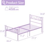 Weehom Twin Bed Frame with Headboard, Princess Bed Metal Platform No Box Spring Needed,Heavy Duty Metal Slats Support Easy Assembly for Kids Girls Adults Purple - Image 3