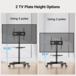 PERLESMITH Mobile TV Stand for 23-60 Inch LCD LED Flat/Curved Screen TVs, Tilt TV Cart Holds up to 88Lbs, Portable TV Stand with Laptop Shelf, Rolling TV Floor Stand Max VESA 400x400mm (PSTVMC06) - Image 9