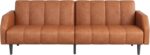 Fadware Faux Leather Couch, Convertible Futon Sofa Bed with Adjustable Backrest, Mid Century Leather Sofa Loveseat with Side Pockets& Metal Leg, Modern Leather Sleeper Sofa for Living Room Bedroom - Image 9