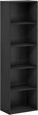 Furinno LUDER Book Shelf, 5-Tier Bookshelf, Bookcase, 9.4" x 15.8" x 52", for Living Room, Bedroom, Home Office, Blackwood - Image 6