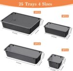 25 PCS Plastic Drawer Organizer Set, 4-Size Versatile Organizer Trays & storage Bins for Makeup, Jewelry, and Gadgets in Bathroom, Bedroom and Office,Clear Black - Image 3
