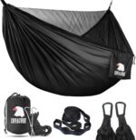 Covacure Camping Hammock - Lightweight Double Hammock, Hold Up to 772lbs, Portable Hammocks for Indoor, Outdoor, Hiking, Camping, Backpacking, Travel, Backyard, Beach(Black) - Image 2