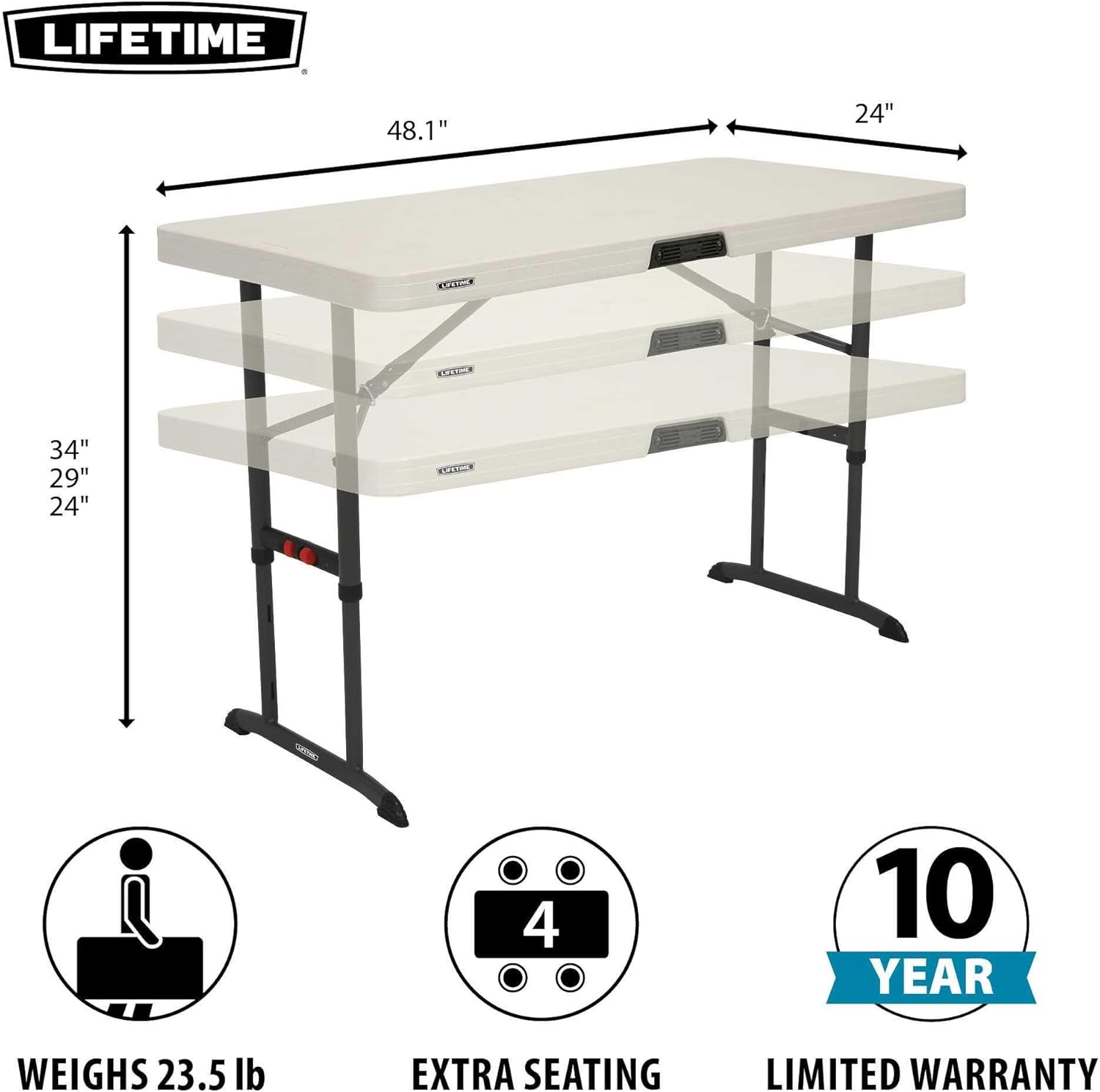 61czSqak-DL._AC_SL1500_.jpg LIFETIME 80387 4-Foot Commercial Adjustable Folding Table, Almond - Image 4