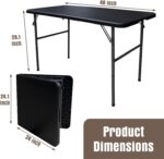 Folding Table 4 Foot Portable Folding Tables Heavy Duty Fold-in-Half Utility Table Small Indoor Outdoor Folding Square Card Table w/Handle for Picnic, Party, Camping (Black) - Image 4