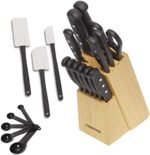 Farberware 22-Piece Never Needs Sharpening Triple Rivet High-Carbon Stainless Steel Knife Block and Kitchen Tool Set, Black, Durable ANDPrecision Cutlery - Image 2