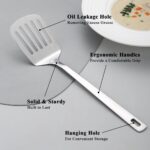 Kyraton Stainless Steel Spatulas Set, Silver Slotted Turner, Solid Turner, Kitchen Spatulas for Nonstick Cookware, Dishwasher Safe, Easy to Clean - Image 5