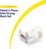 Dish Drying Rack & Cutlery Holder 2 Piece Set - Compact Sink-Fitting Dish Drainer with Rubberized Undercoating, Space-Saving Kitchen Organizer for Plates, Cups, Bowls & Utensils In Sink, Silver - Image 3