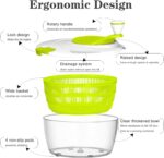 Ourokhome Salad Spinner Lettuce Dryer, Rotary Veggie Washer with Compact Bowl and Colander, Easy to Clean, Wash, Dry Vegetables, Fruits, Lettuce, Greens, Lockable Lid, 4L, Green - Image 5