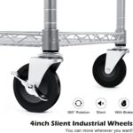 WDT 990Lbs Capacity Heavy Duty Rolling Utility Cart, NSF Rolling Carts with Wheels,Commercial Grade Metal Cart with Handle Bar & Shelf Liner,Trolley Serving Cart for Restaurant,Kitchen,Gray - Image 5