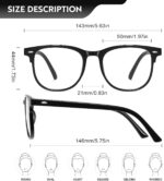 Okany Blue Light Blocking Glasses for Women Men Woman Black Computer Screen Filter Gaming Glasses Womens Mens 99.9% Blue Light Blocker Round Fashion Eye Glasses - Image 3
