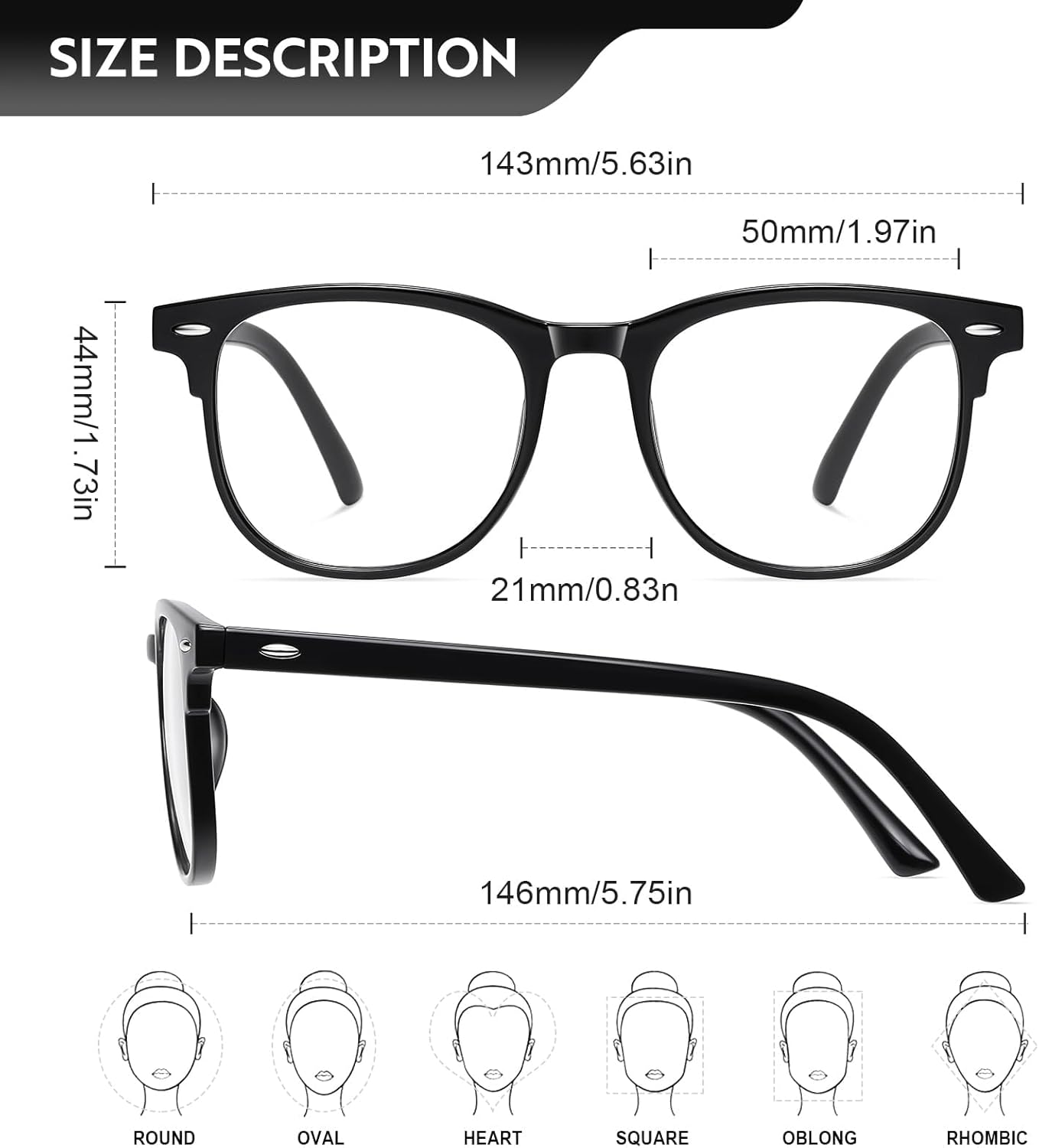 61sHxQhwBDL._AC_SL1500_.jpg Okany Blue Light Blocking Glasses for Women Men Woman Black Computer Screen Filter Gaming Glasses Womens Mens 99.9% Blue Light Blocker Round Fashion Eye Glasses - Image 3