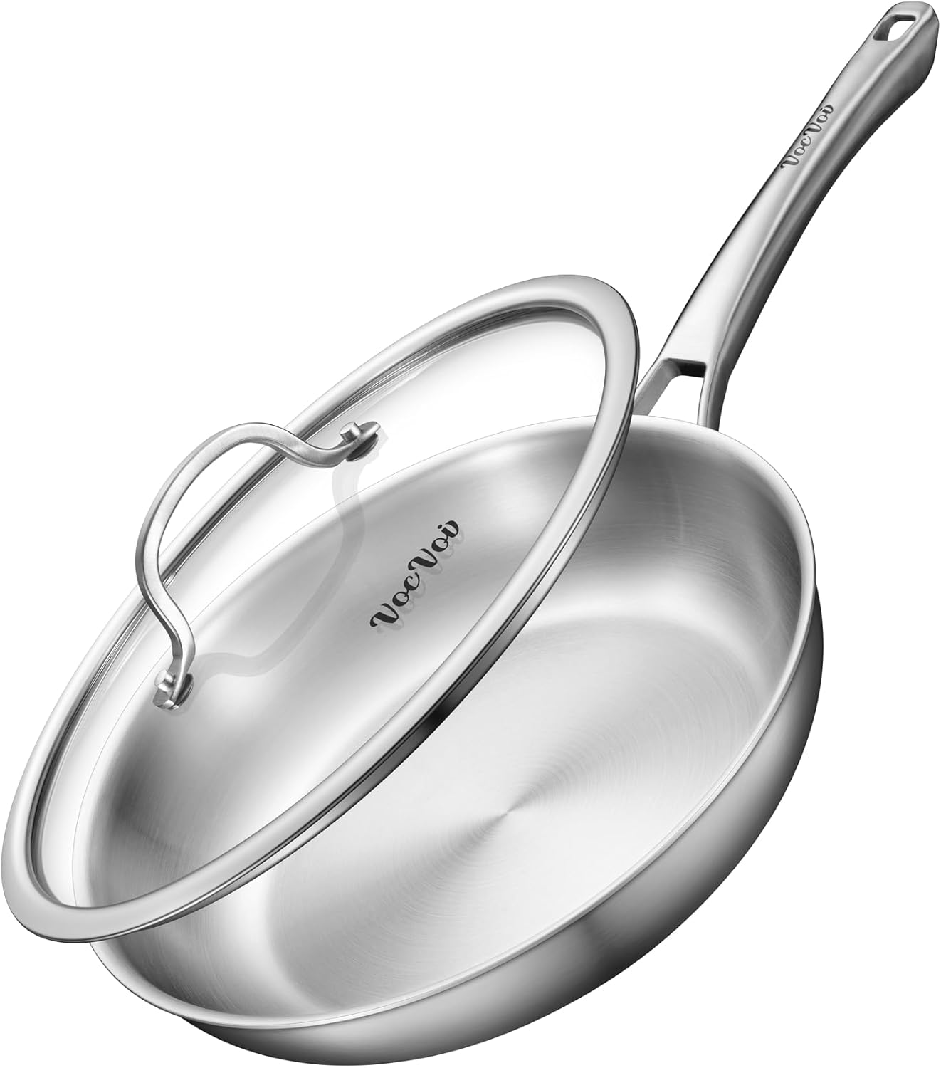 61tEfee3EfL._AC_SL1500_.jpg 12 inch Tri-Ply Stainless Steel Frying Pan with LID,PFOA&PTFE Free Skillets,Chef's Pans,Dishwasher and Oven Safe Cookware, Works on Induction,Ceramic and Gas Cooktops - Image 2
