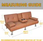 4 Pieces Click Clack Sofa Bed Cover 3 Seater, Quilted Convertible Folding Cover with 2 Removable Armrests and 1 Holders Covers (Black) - Image 2