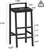 Furologee Adjustable Barstools, Bar Stools Set of 2, 24" Counter Height Stools, Modern Bar Stool with Footrest, Bar Chairs for Bar, Kitchen lsland, Dining Room, Black - Image 4