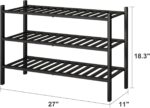 3-Tier Black Bamboo Shoe Rack for Entryway, Stackable | Foldable | Natural, Shoe Shelf Storage Organizer for Hallway Closet, Free Standing Shoe Racks for Indoor Outdoor - Image 3